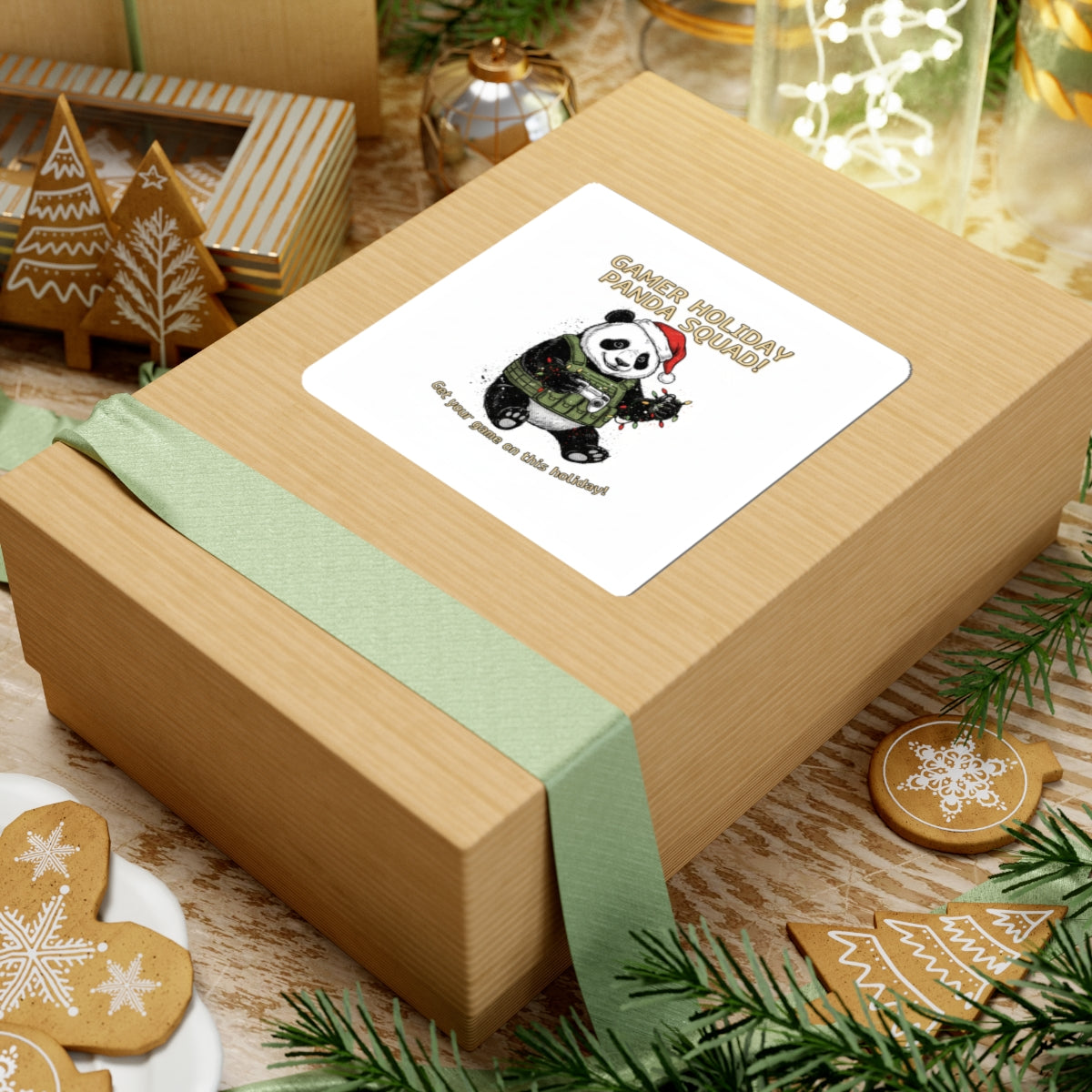 Gamer Holiday Panda Sticker | Coding Sticker, LAN Party Desk Decal