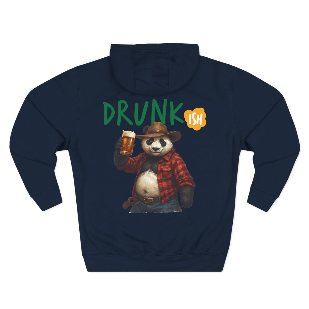 Drunk-ish Panda Hoodie — Funny Beer Lumberjack Animal Graphic Fleece Hoodie
