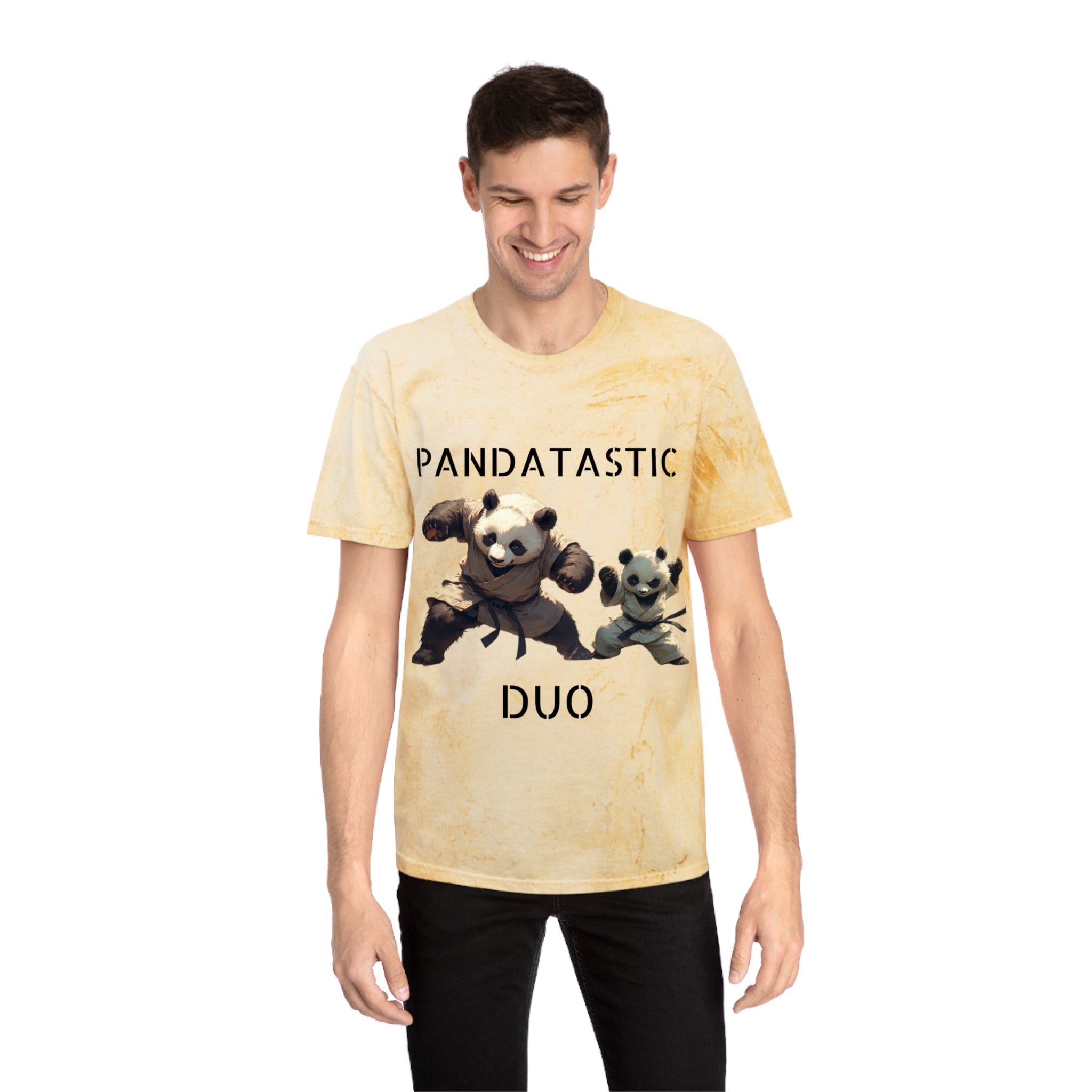 PANDATASTIC Graphic T‑Shirt — Vintage Tie‑Dye Panda Design ("PANDATASTIC DUO")