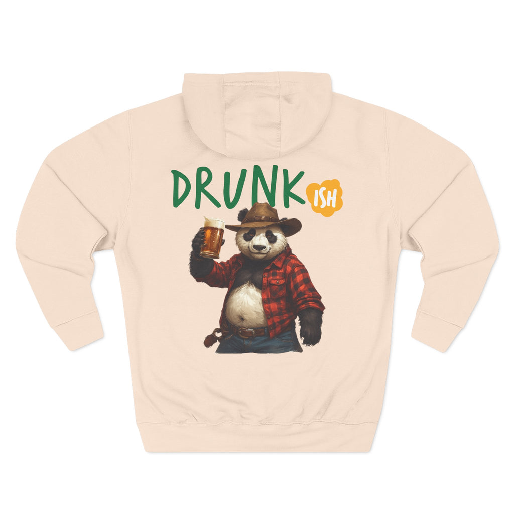 Drunk-ish Panda Hoodie — Funny Beer Lumberjack Animal Graphic Fleece Hoodie