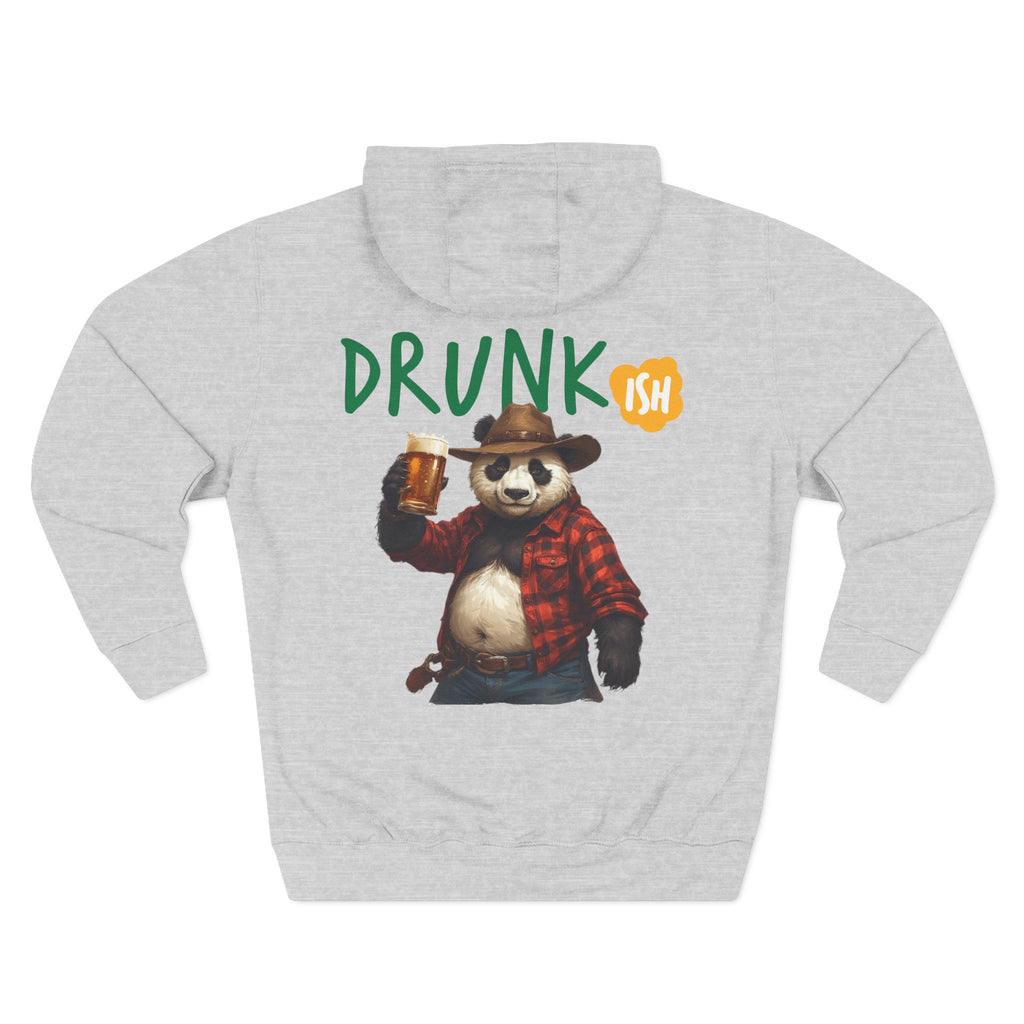Drunk-ish Panda Hoodie — Funny Beer Lumberjack Animal Graphic Fleece Hoodie