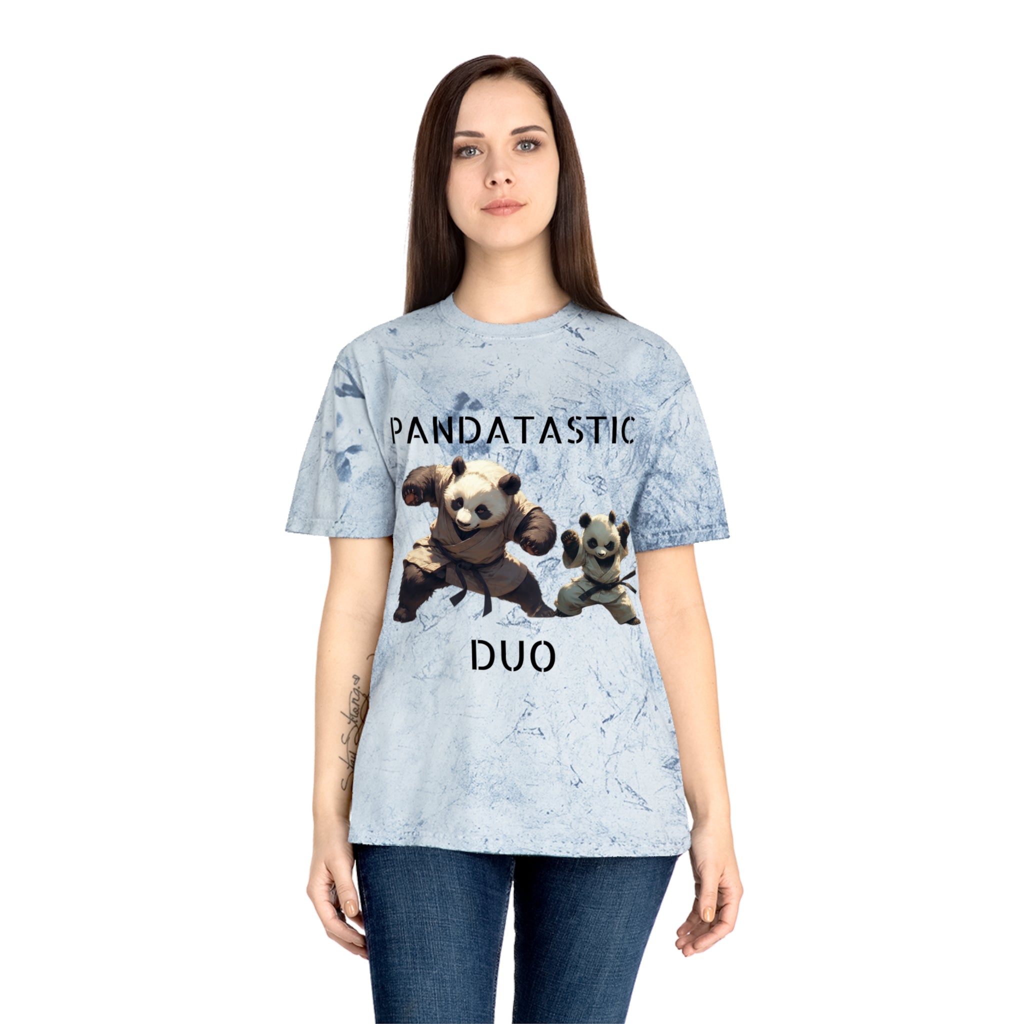 PANDATASTIC Graphic T‑Shirt — Vintage Tie‑Dye Panda Design ("PANDATASTIC DUO")