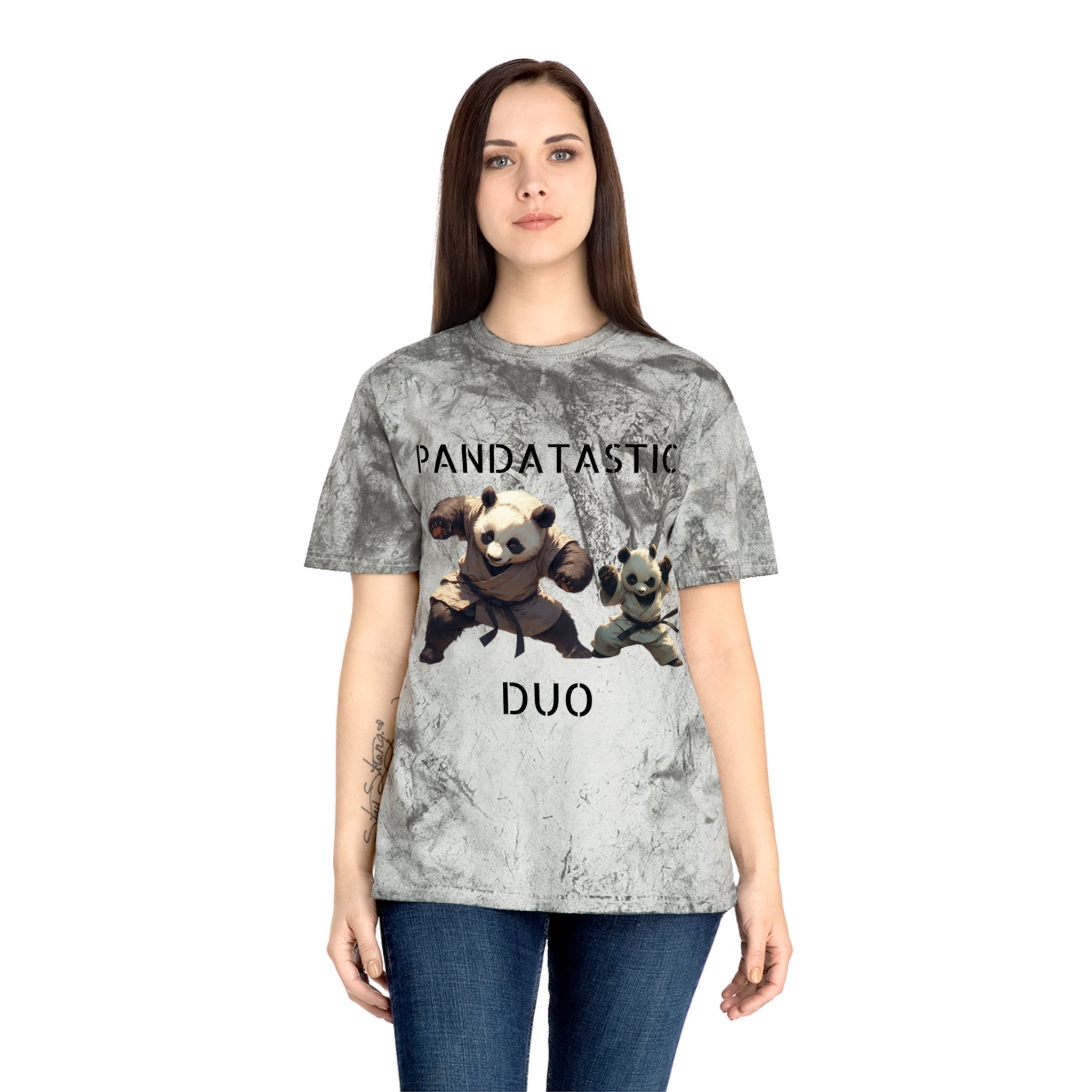 PANDATASTIC Graphic T‑Shirt — Vintage Tie‑Dye Panda Design ("PANDATASTIC DUO")