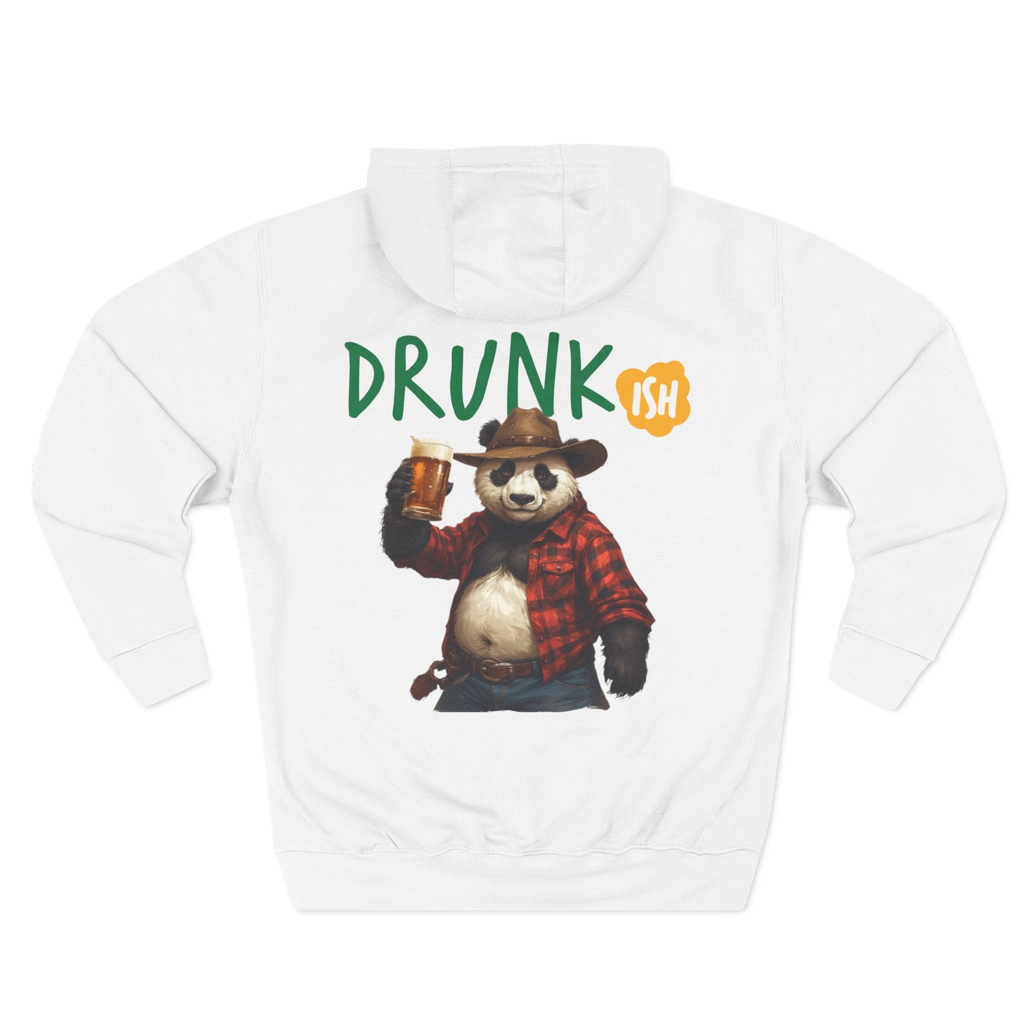 Drunk-ish Panda Hoodie — Funny Beer Lumberjack Animal Graphic Fleece Hoodie