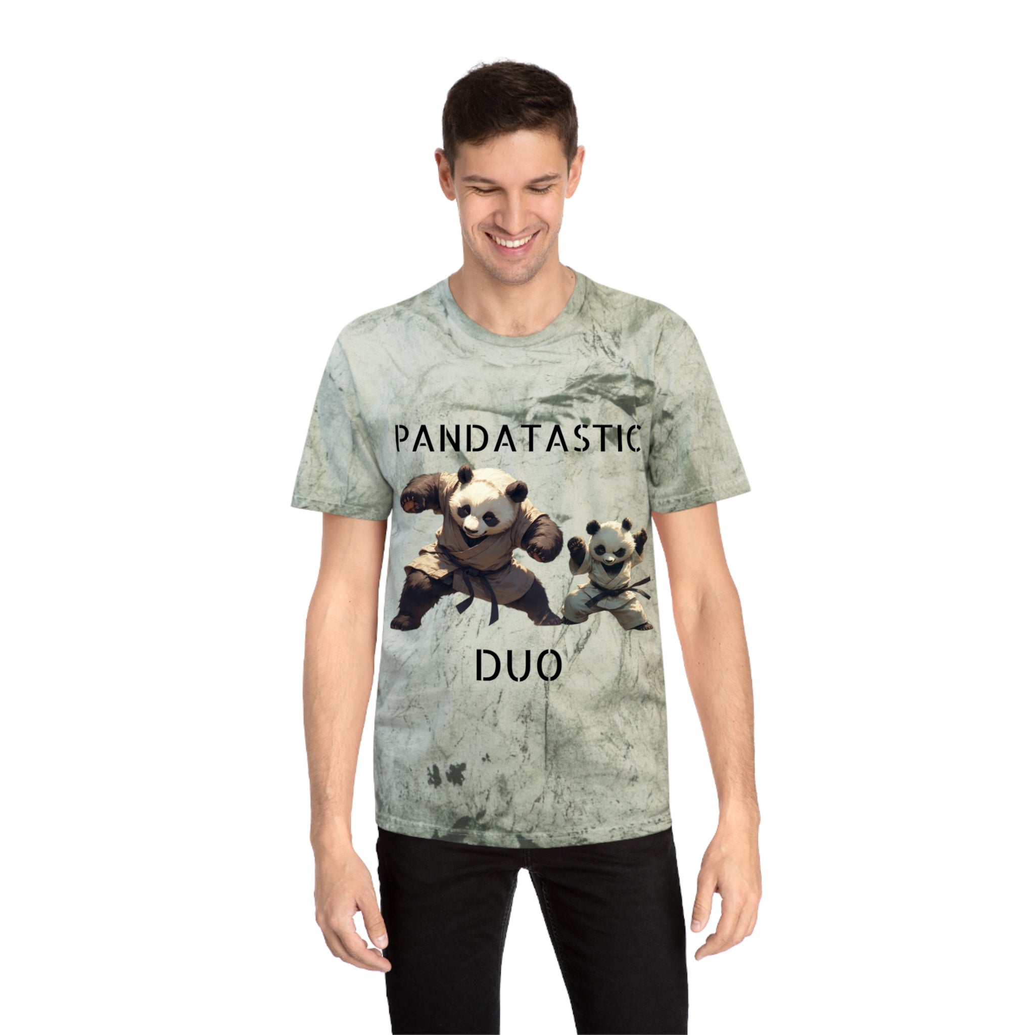 PANDATASTIC Graphic T‑Shirt — Vintage Tie‑Dye Panda Design ("PANDATASTIC DUO")