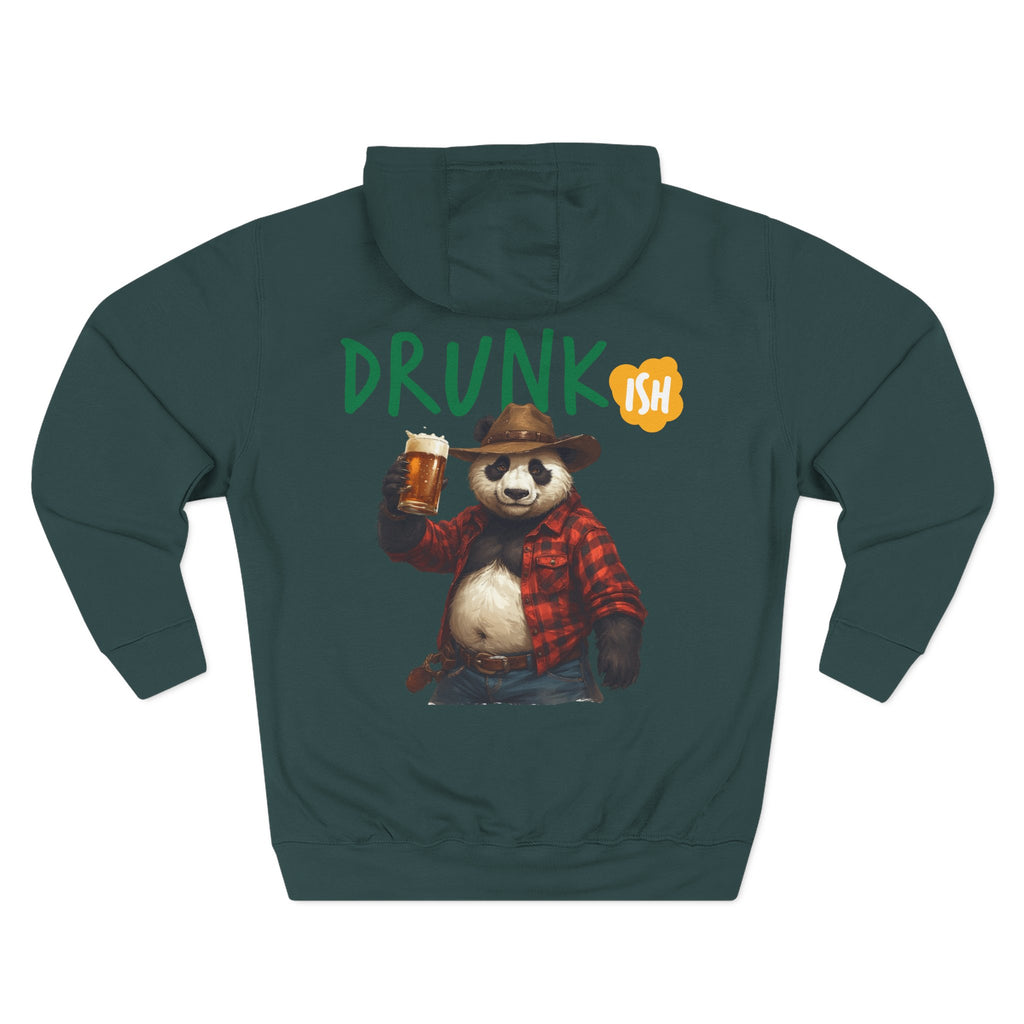 Drunk-ish Panda Hoodie — Funny Beer Lumberjack Animal Graphic Fleece Hoodie