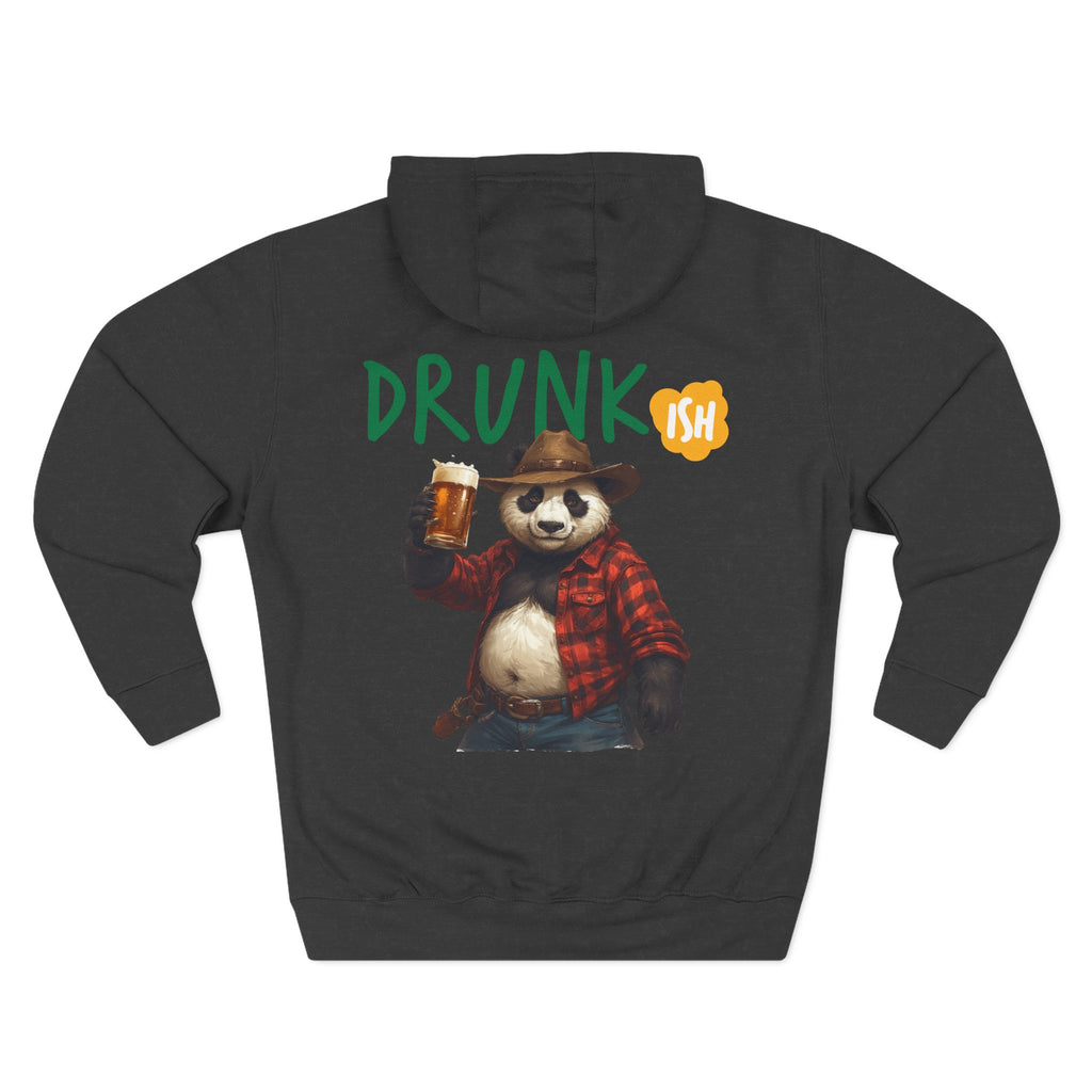 Drunk-ish Panda Hoodie — Funny Beer Lumberjack Animal Graphic Fleece Hoodie