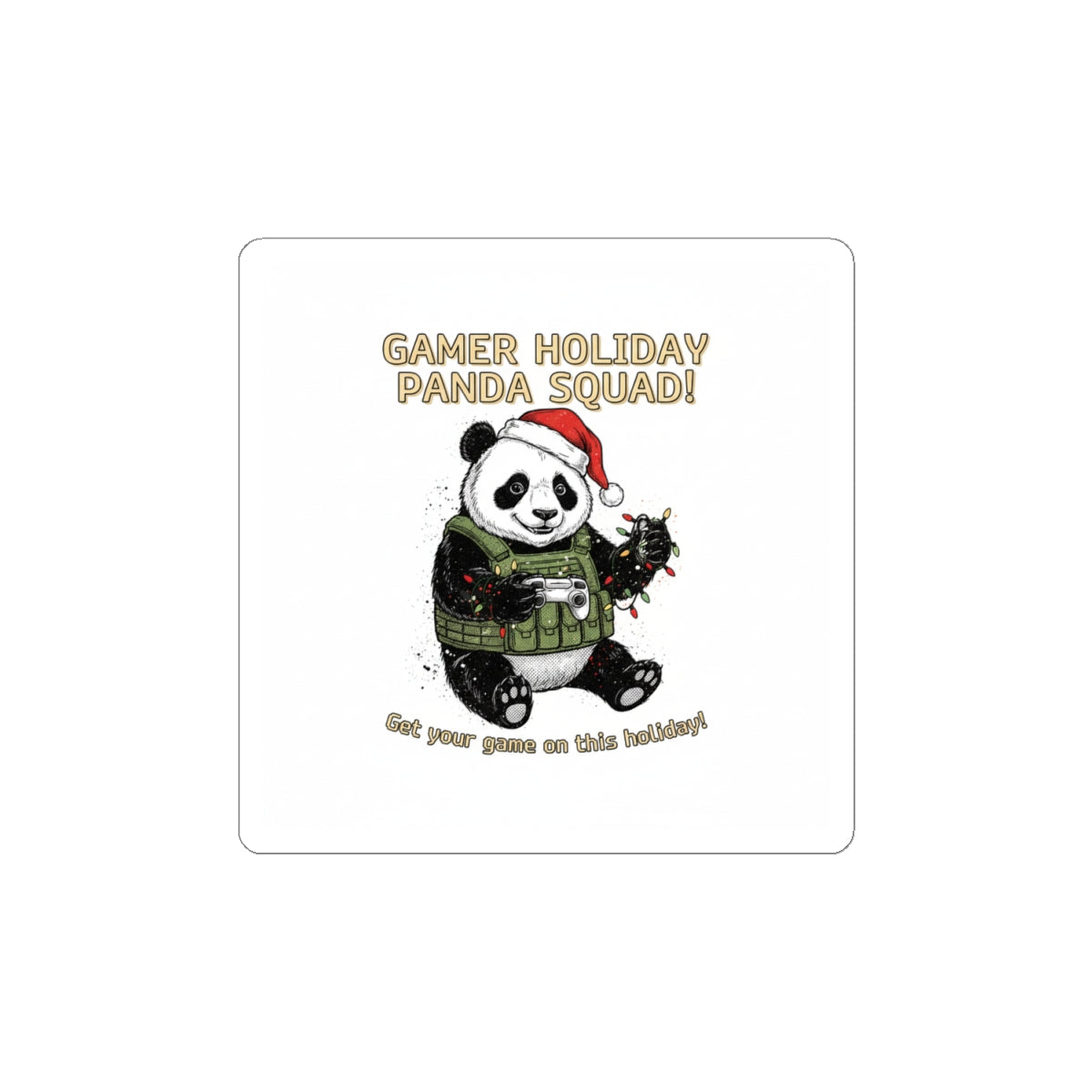 Gamer Holiday Panda Sticker | Coding Sticker, LAN Party Desk Decal