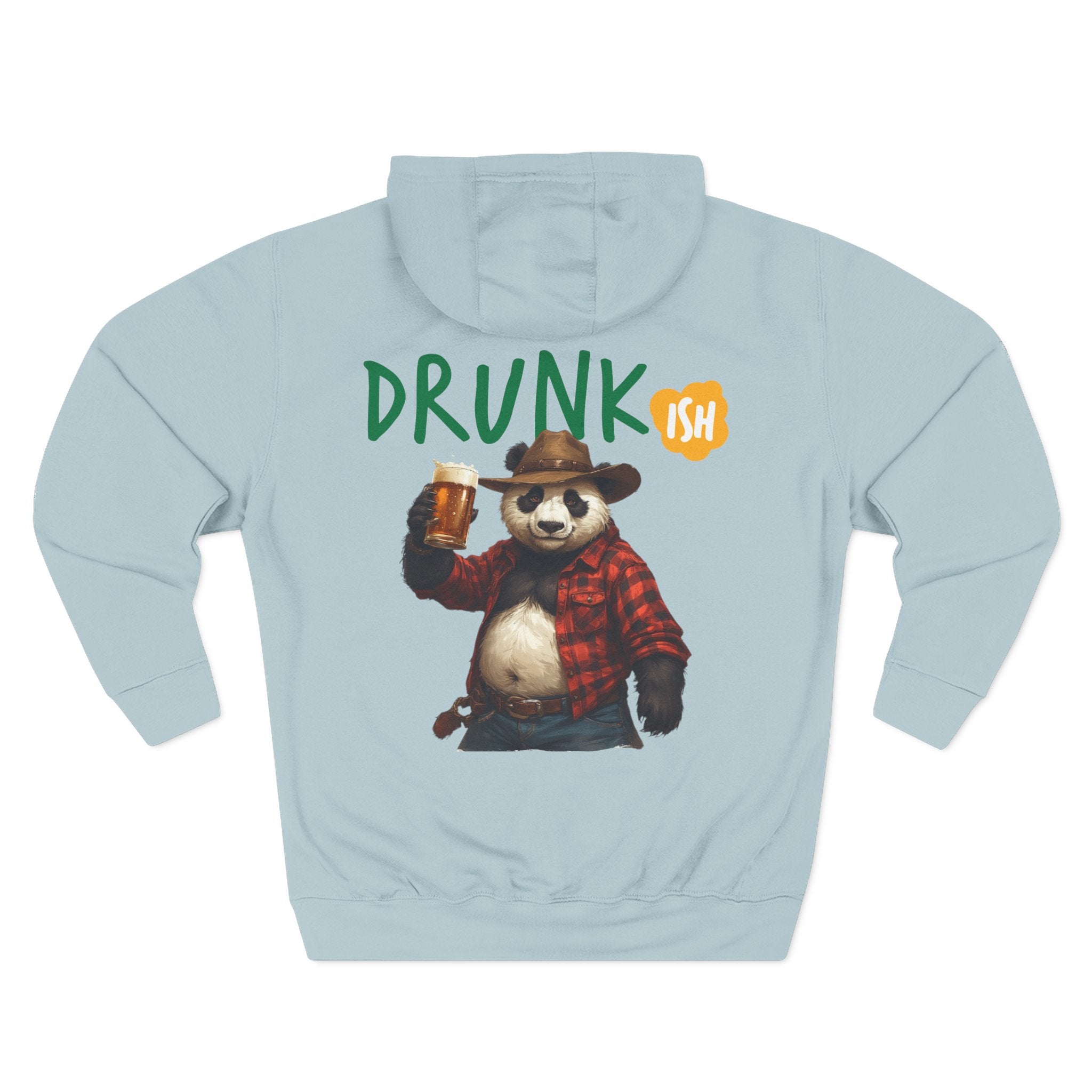 Drunk-ish Panda Hoodie — Funny Beer Lumberjack Animal Graphic Fleece Hoodie