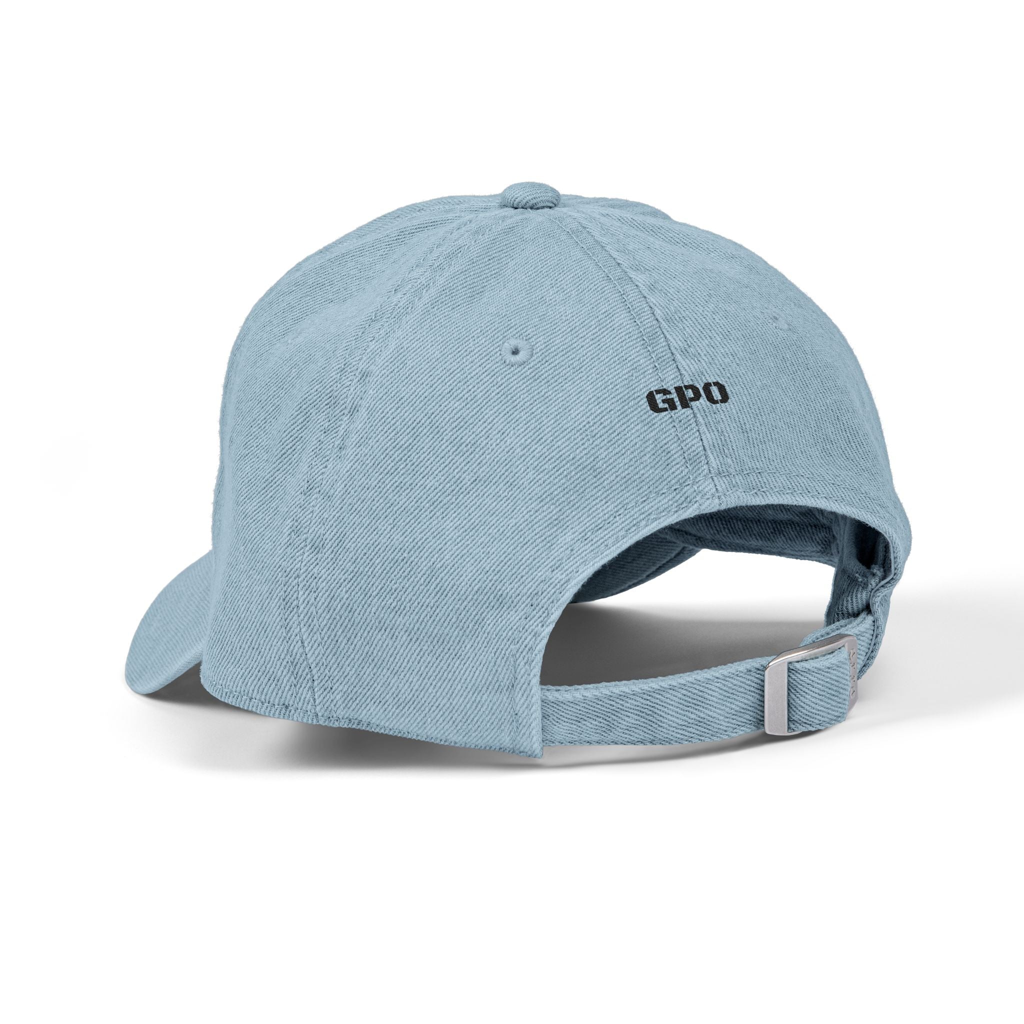 Embroidered Denim Hat — Retro Smiley Flame ‘Goon’ Adjustable Cap