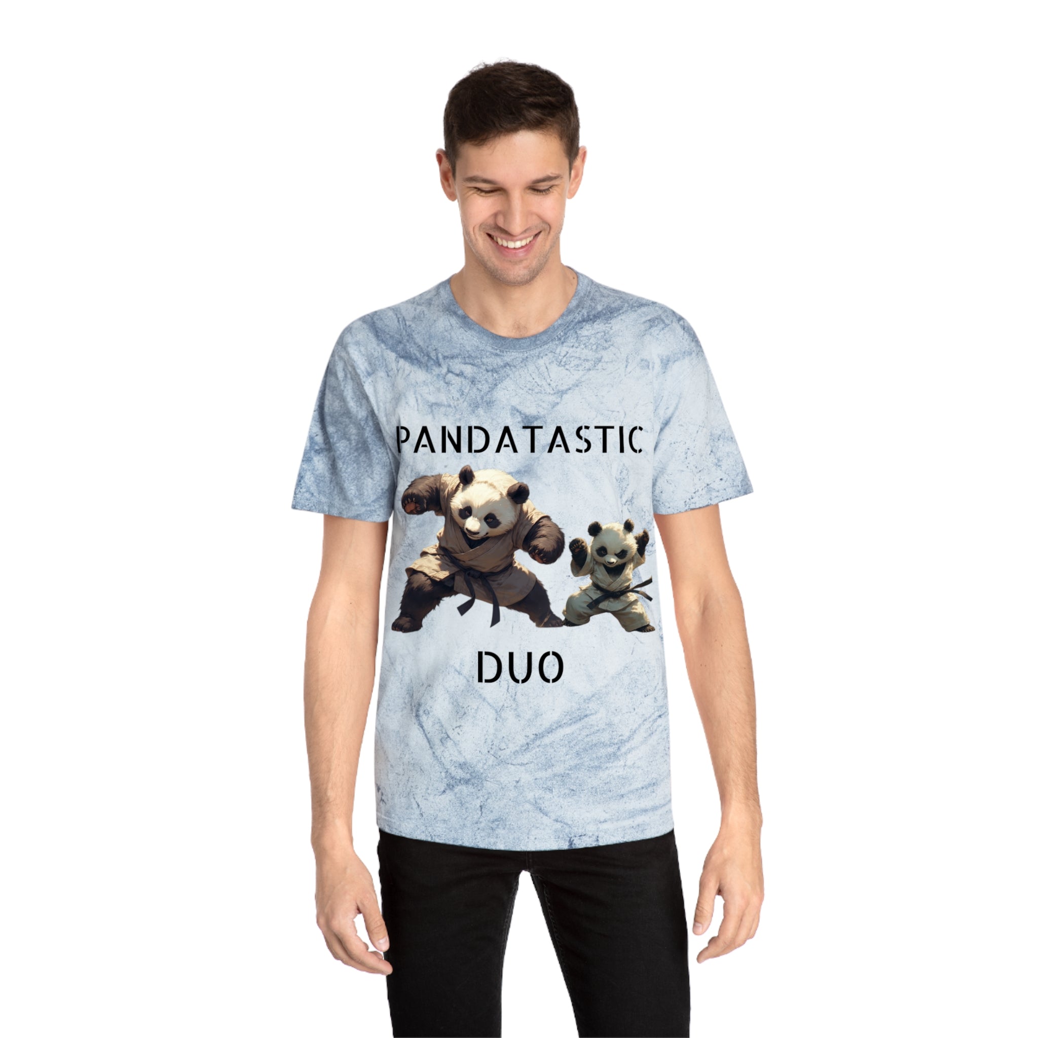 PANDATASTIC Graphic T‑Shirt — Vintage Tie‑Dye Panda Design ("PANDATASTIC DUO")