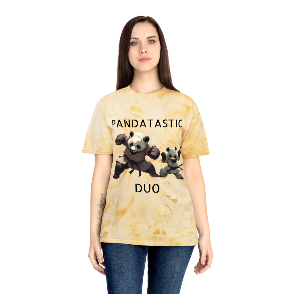PANDATASTIC Graphic T‑Shirt — Vintage Tie‑Dye Panda Design ("PANDATASTIC DUO")