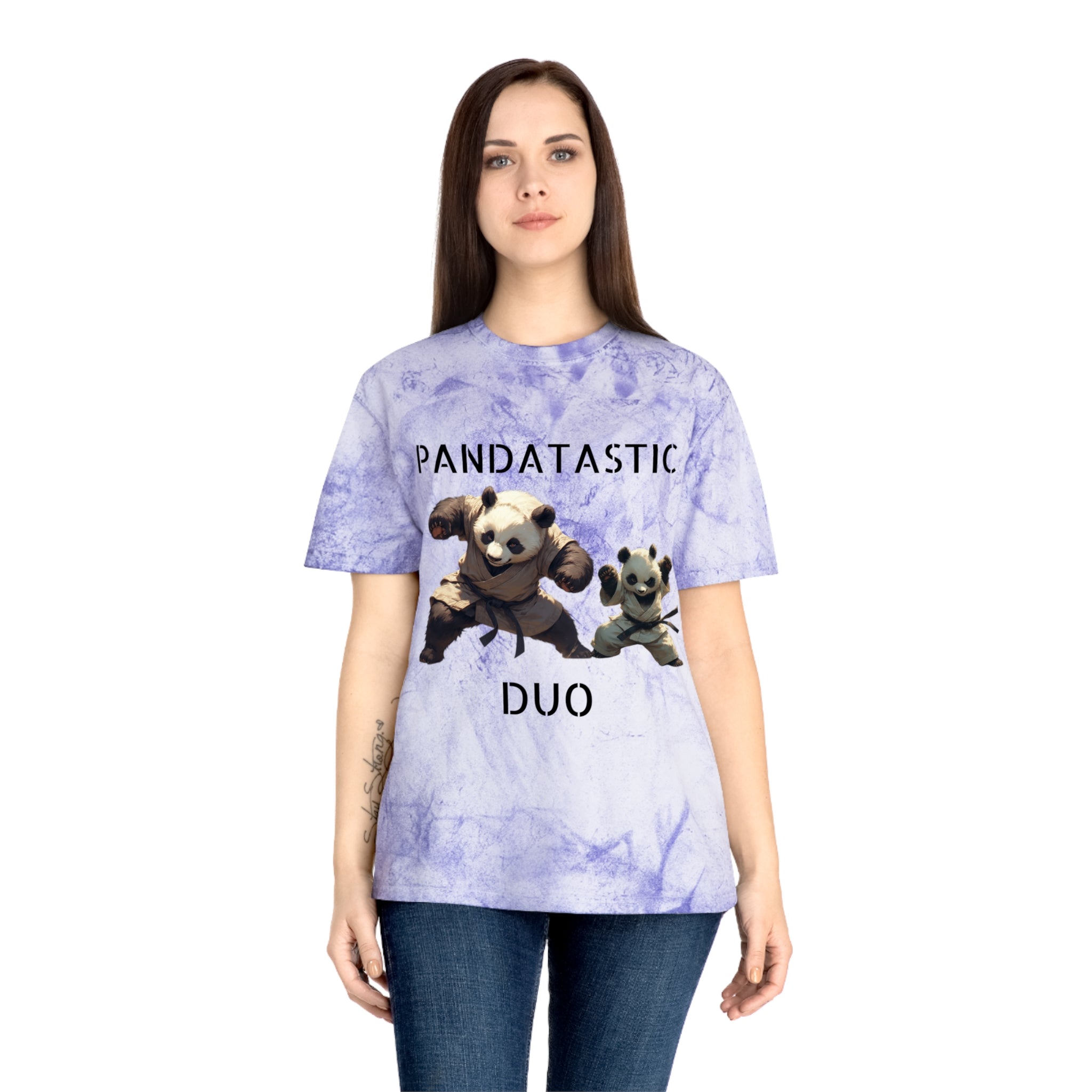 PANDATASTIC Graphic T‑Shirt — Vintage Tie‑Dye Panda Design ("PANDATASTIC DUO")