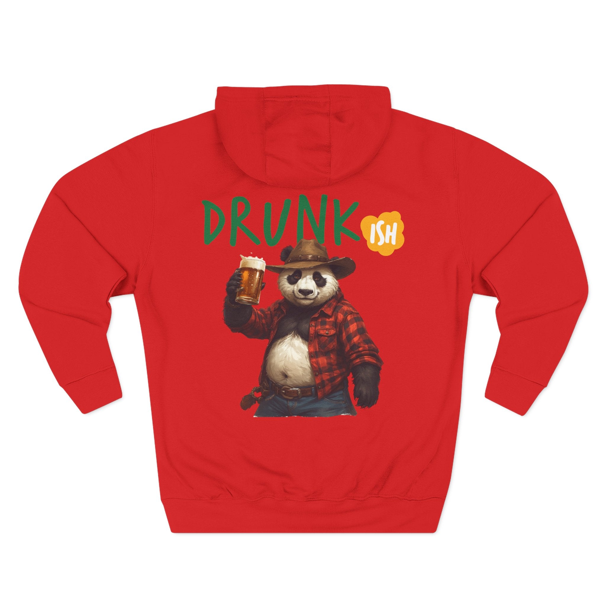 Drunk-ish Panda Hoodie — Funny Beer Lumberjack Animal Graphic Fleece Hoodie