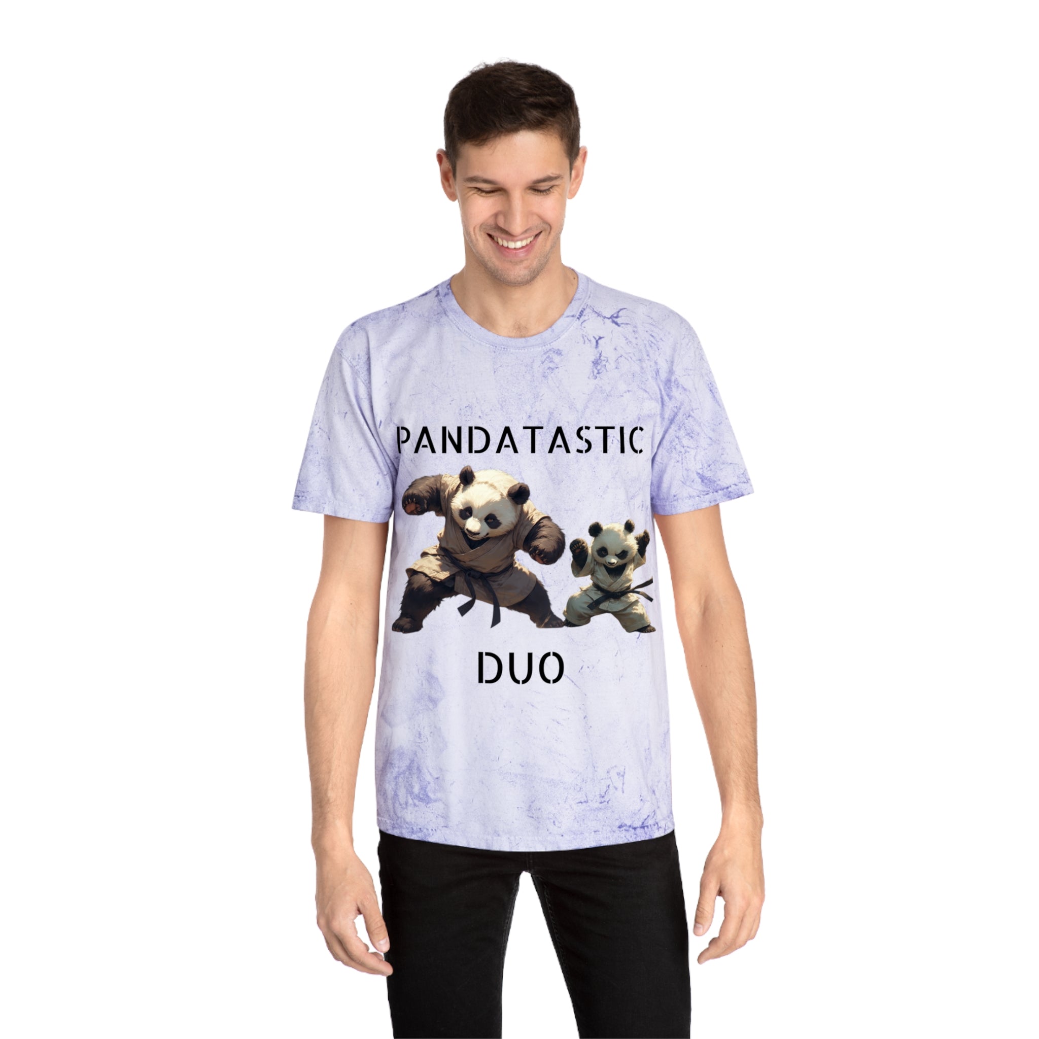 PANDATASTIC Graphic T‑Shirt — Vintage Tie‑Dye Panda Design ("PANDATASTIC DUO")