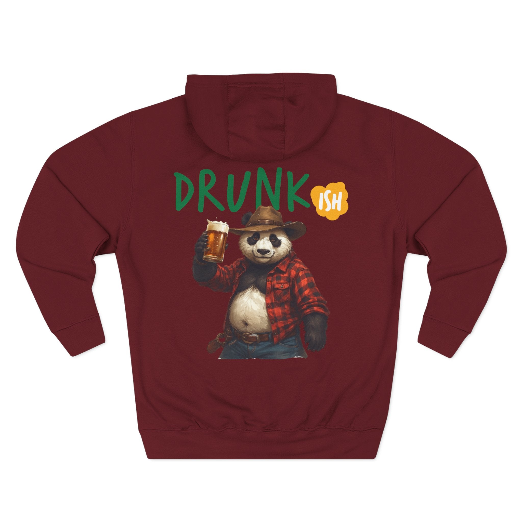 Drunk-ish Panda Hoodie — Funny Beer Lumberjack Animal Graphic Fleece Hoodie