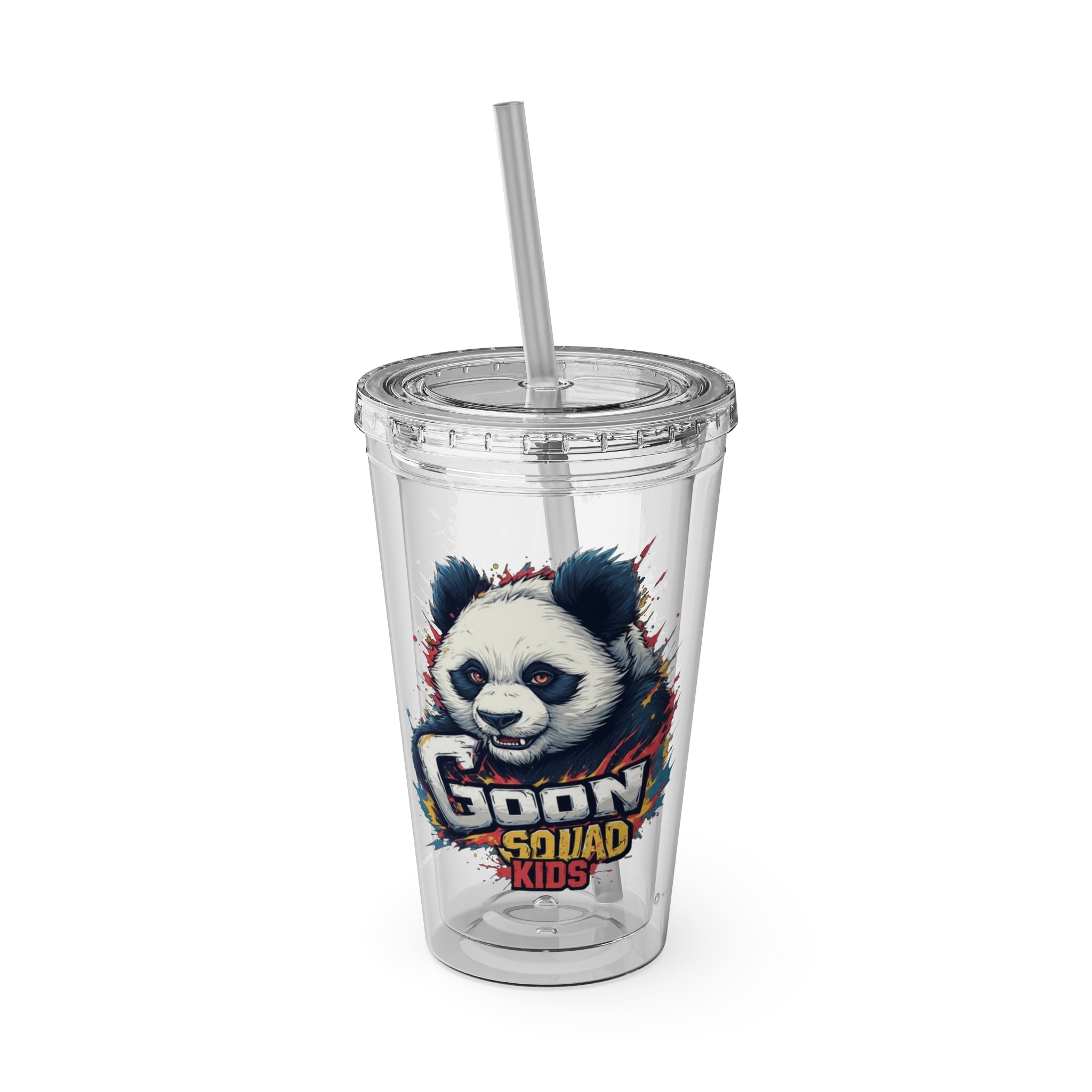 Panda Splash 16oz Tumbler with Straw — Goon Squad Kids Graphic
